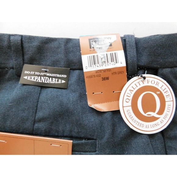 Haggar Work to Weekend Pants 35 Unhemmed Tag 36 Grey Expandable Waist NEW - Picture 8 of 9